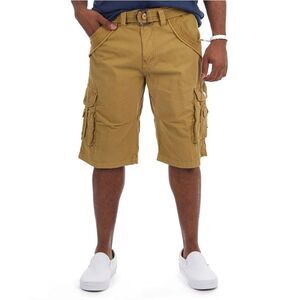 X-Ray Mens Belted Double Pocket Casual Cargo Shorts, Brown, NWT